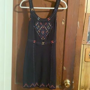 Embroidered Free People bodycon mini dress
